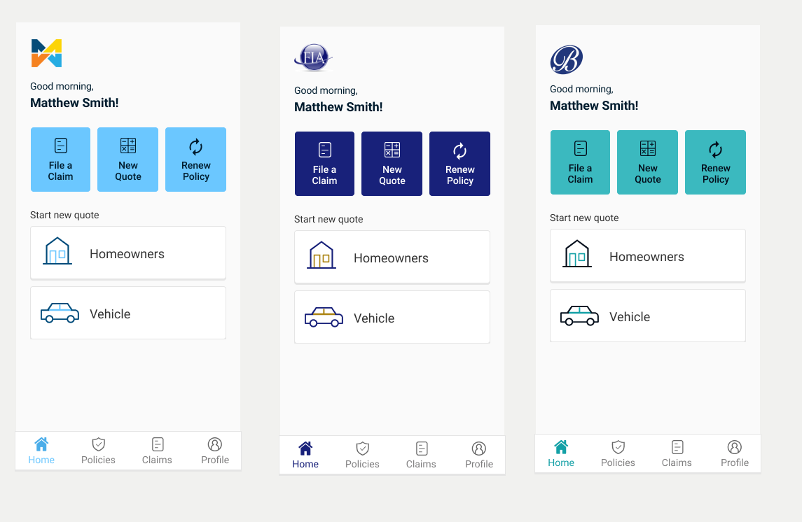 White-label theming system showing how agencies can customize the app with their own branding