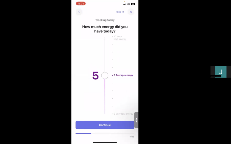 Remote usability testing session of the iOS app in Testflight